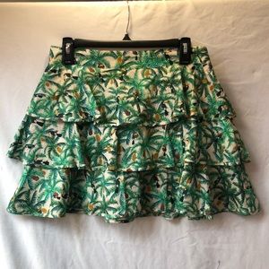 Anthropologie Farm Rio Tropical Toucan Tiered Skirt